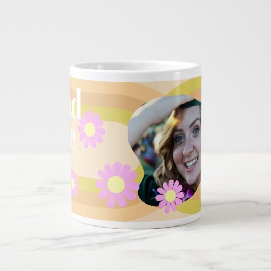 Afstuderen Daisy Photo Beige Grote Koffiekop (Voorkant)