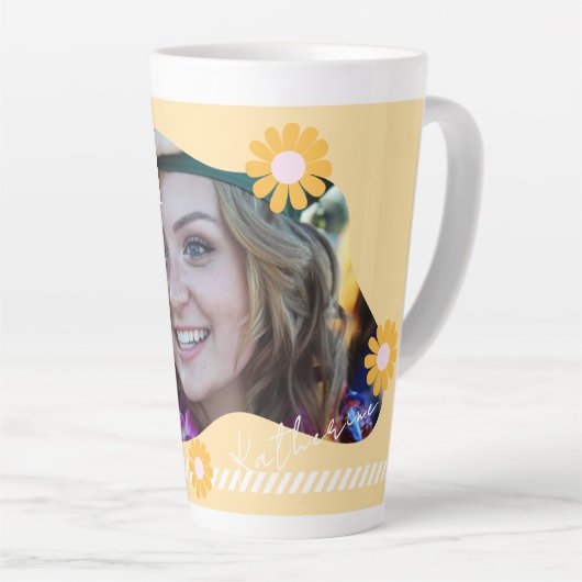 Afstuderen Daisy Photo Beige Latte Mok (Rechterhoek)