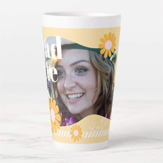 Afstuderen Daisy Photo Beige Latte Mok (Voorkant)