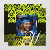 Afstuderen DAMASK MONOGRAM-champagne Kaart (Voorkant / Achterkant)