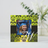 Afstuderen DAMASK MONOGRAM-champagne Kaart (Staand voorkant)