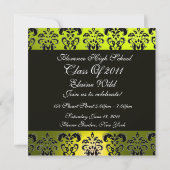 Afstuderen DAMASK MONOGRAM-champagne Kaart (Achterkant)