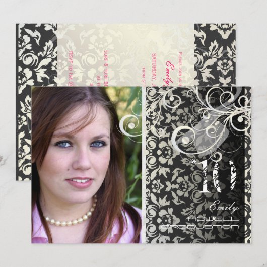 AFSTUDEREN DAMASK/SWIRLS/GRUNGE KAART (Voorkant / Achterkant)