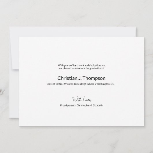 Afstuderen dan en nu middelbaar Afstudeerder foto Aankondiging (Achterkant)