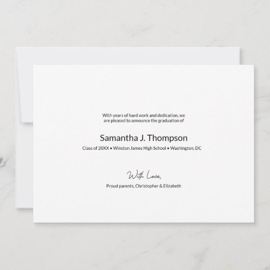 Afstuderen dan en nu middelbaar Afstudeerder foto Aankondiging (Achterkant)