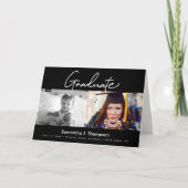 Afstuderen dan en nu middelbaar Afstudeerder foto Aankondiging (Voorkant)