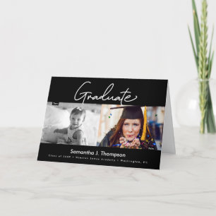 Afstuderen dan en nu middelbaar Afstudeerder foto Aankondiging