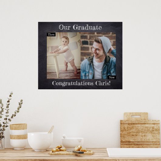 Afstuderen dan en nu Partij Gepersonaliseerd Poster (Keuken)