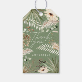 Afstuderen dank je groene pampas eucalyptus cadeaulabel