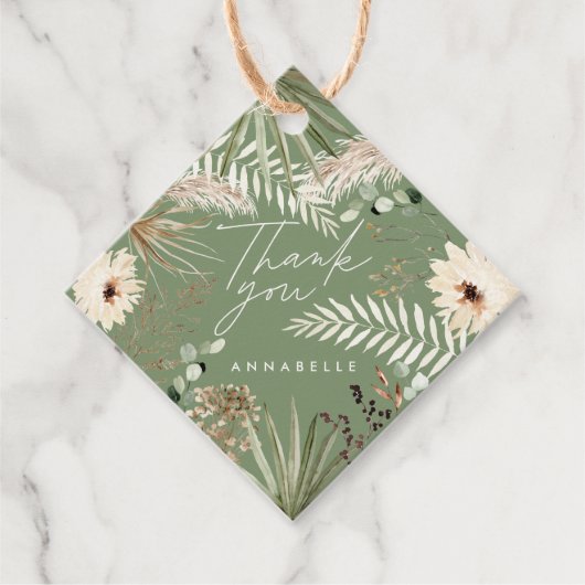 Afstuderen dank je moderne pampas sage green bedankjes labels (Voorkant)