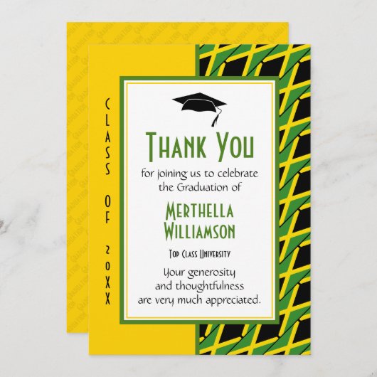 AFSTUDEREN DANK U AAN DE JAMAICA BEDANKKAART (Voorkant / Achterkant)