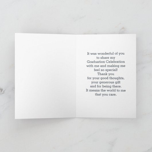 Afstuderen dank u aangepaste fotokaart bedankkaart (Binnen)