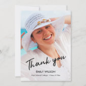 Afstuderen Dank u Afstudeerder Foto Chic Patroon Aankondiging (Voorkant)