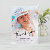 Afstuderen Dank u Afstudeerder Foto Chic Patroon Aankondiging (Staand voorkant)