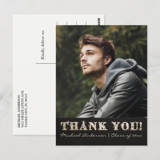 Afstuderen Dank u Briefkaart | Goud (Voorkant / Achterkant)