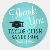 Afstuderen Dank u Chic van het Manuscript Blauwgro Ronde Sticker (Voorkant)