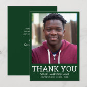 Afstuderen Dank u Eenvoudige foto Groen Bedankkaart (Voorkant / Achterkant)