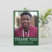 Afstuderen Dank u Eenvoudige foto Groen Bedankkaart (Staand voorkant)