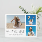 Afstuderen dank u elegante fotocollage bedankkaart (Staand voorkant)