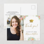 Afstuderen Dank u Foto Briefkaart bloemengoud (Voorkant / Achterkant)