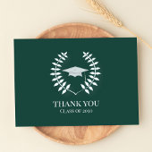 Afstuderen Dank u Foto Classic Donkergroen Wit Bedankkaart