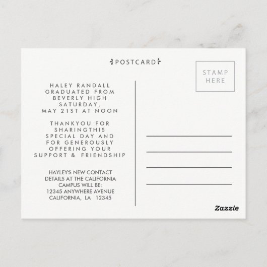 Afstuderen Dank u Foto Lijst Briefkaart (Achterkant)