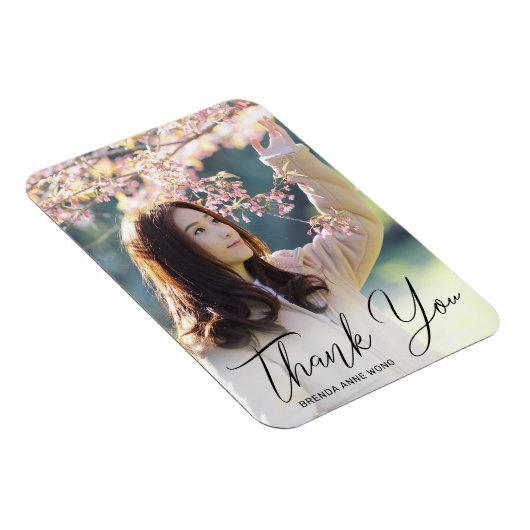 Afstuderen Dank u Foto modern zwart script Magneet (Rechterzijde)