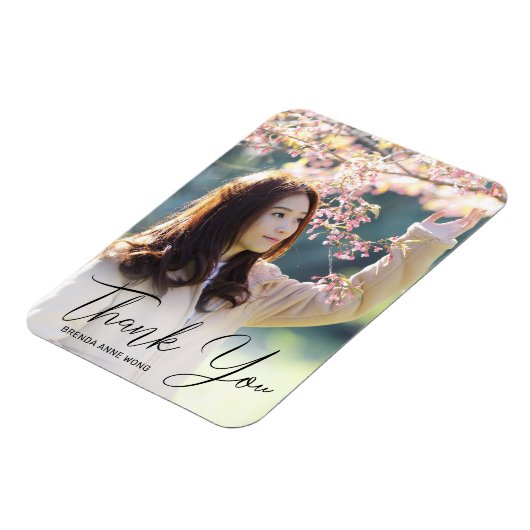 Afstuderen Dank u Foto modern zwart script Magneet (Linkerzijde)