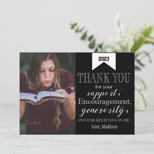 Afstuderen Dank u Fotokaart Minimalist Bedankkaart (Staand voorkant)