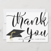 Afstuderen DANK U Fotoscript Afstudeerder Pet Bedankkaart (Voorkant)