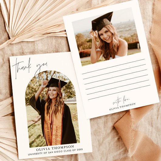 Afstuderen dank u kaart, boogfoto dank u kaart