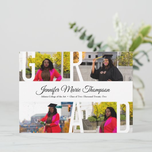 Afstuderen Dank u kaart met foto's (Staand voorkant)