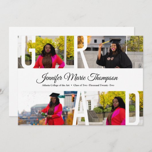 Afstuderen Dank u kaart met foto's (Voorkant / Achterkant)