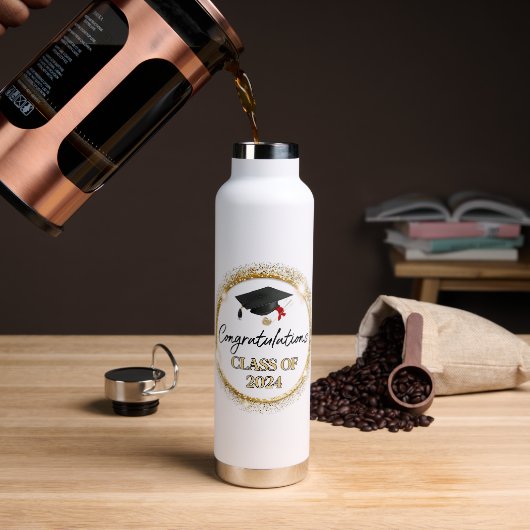 Afstuderen Dank U Klasse van Afstuderen Collage Waterfles (Koffie)