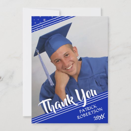 Afstuderen Dank u Koninklijke Blauwe Foto van de B Kaart (Voorkant)