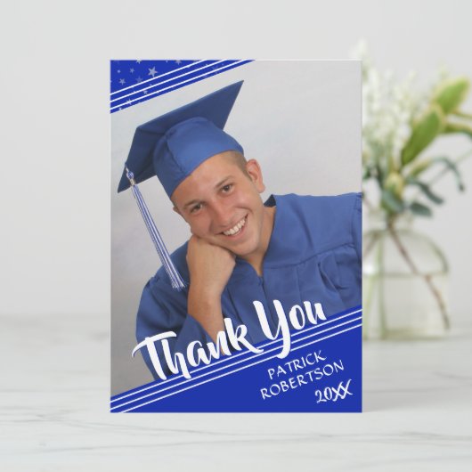 Afstuderen Dank u Koninklijke Blauwe Foto van de B Kaart (Staand voorkant)