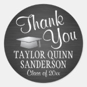 Afstuderen Dank u Manuscript geborsteld Zwart-wit Ronde Sticker (Voorkant)