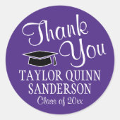 Afstuderen Dank u Mens Paars & Wit Manuscript Mode Ronde Sticker (Voorkant)