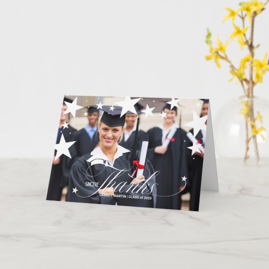 Afstuderen Dank u met Stars en de Foto van het Afs Kaart (Gele Bloem)