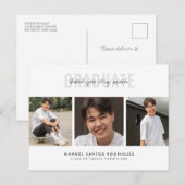 Afstuderen dank u minimalistische 3 fotocollage briefkaart (Voorkant / Achterkant)