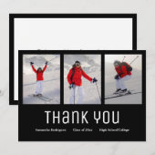 Afstuderen Dank u Modern 3 Foto zwart wit Aankondiging (Voorkant / Achterkant)