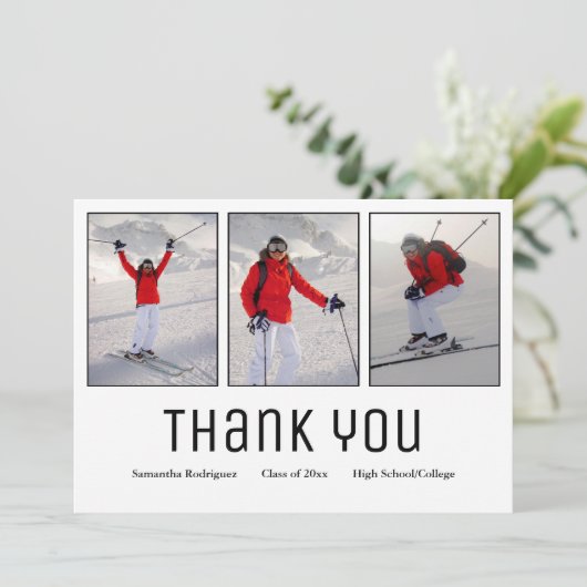 Afstuderen Dank u Modern Afstudeerder 3 Foto Aankondiging (Staand voorkant)