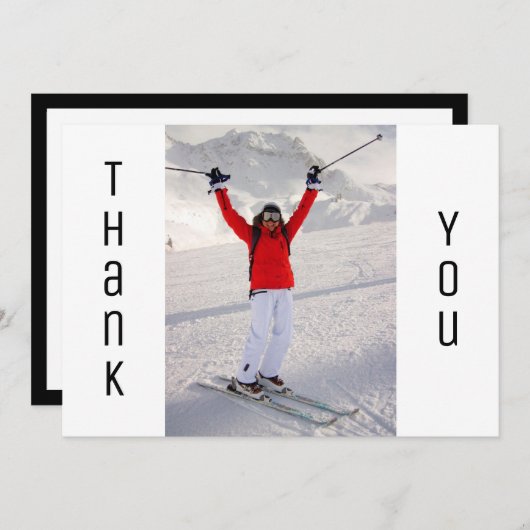 Afstuderen Dank u Modern Black White Afstudeerder  Aankondiging (Voorkant / Achterkant)