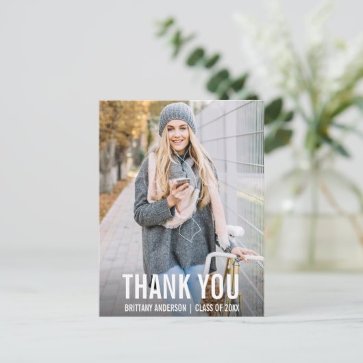 Afstuderen Dank u Modern Foto Briefkaart WBB (Staand voorkant)
