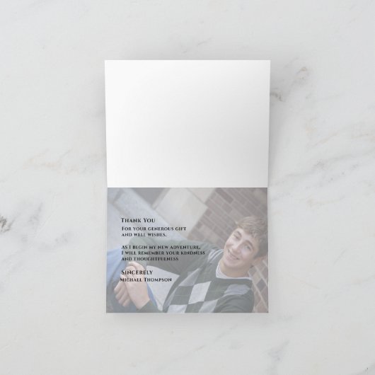 Afstuderen Dank u Modern Twee Foto Typografie Bedankkaart (Binnen)