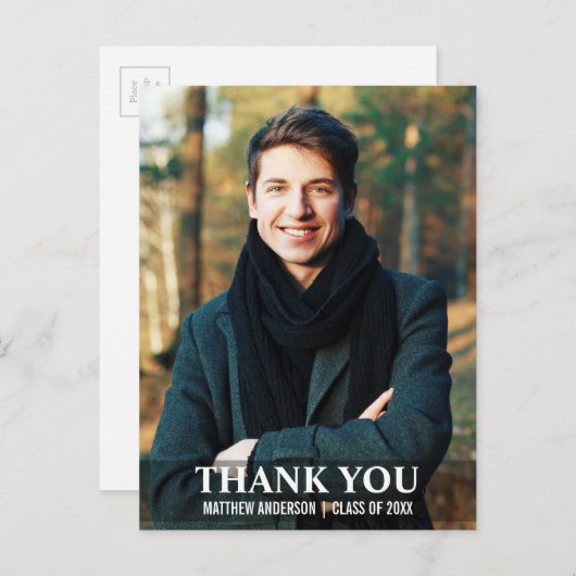 Afstuderen Dank u Moderne Foto Briefkaart L W (Voorkant / Achterkant)