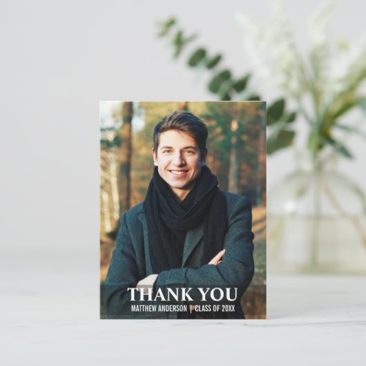 Afstuderen Dank u Moderne Foto Briefkaart L W (Staand voorkant)