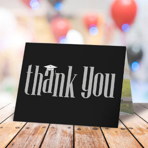 Afstuderen dank u moderne foto zwart typografie bedankkaart