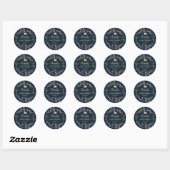 Afstuderen Dank u Navy Blue Gold Floral Ronde Sticker (Vel)