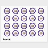 Afstuderen Dank u Paars goud en wit geborsteld Ronde Sticker (Vel)